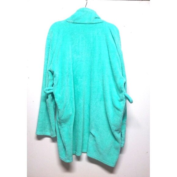 Hotel Spa Collection Bathrobe AQUA color One Size VERY SOFT fluffy belted - Picture 3 of 12